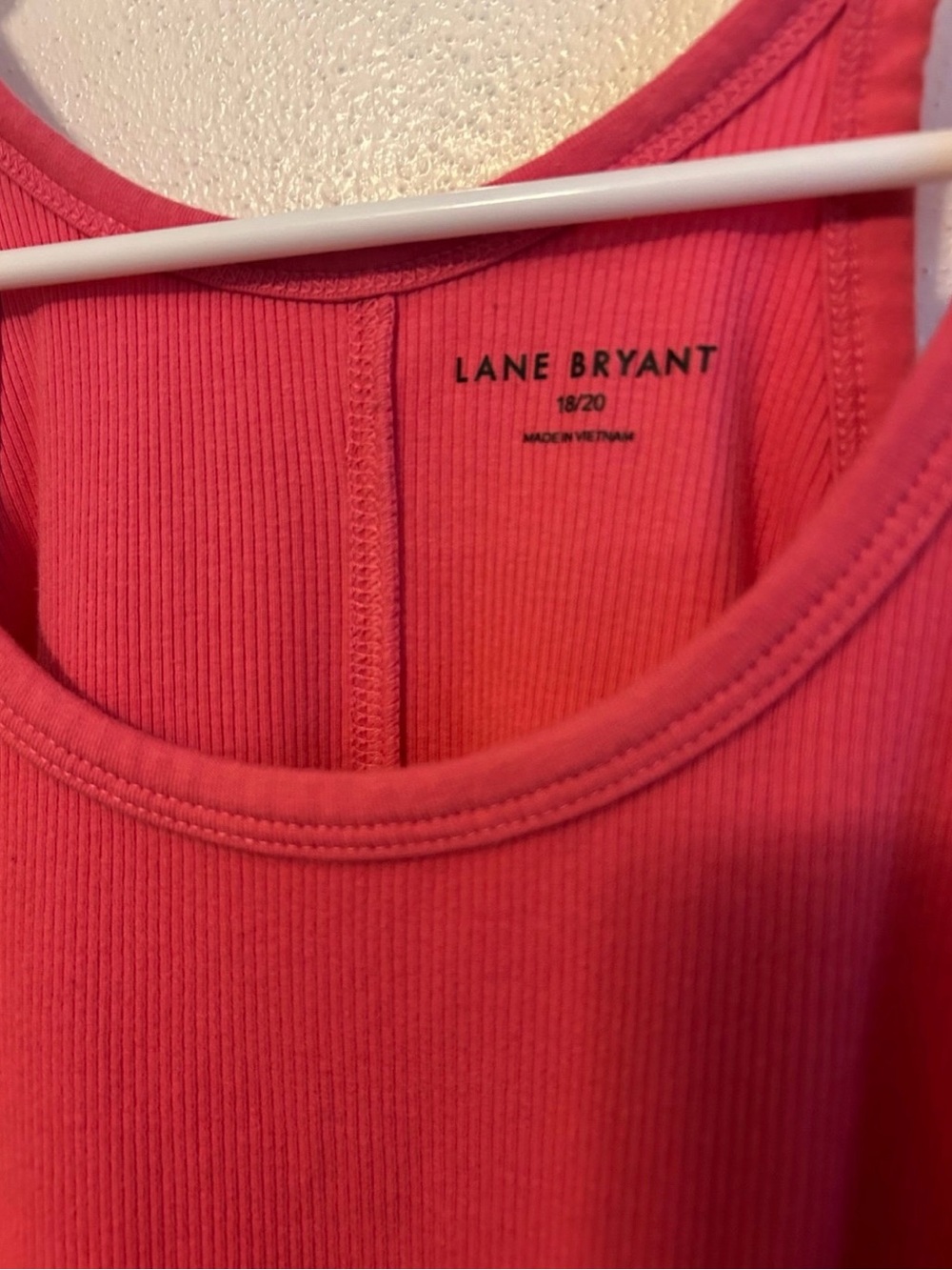 Lane Bryant Coral-Pink Ribbed Racerback Tank - Picture 3 of 4